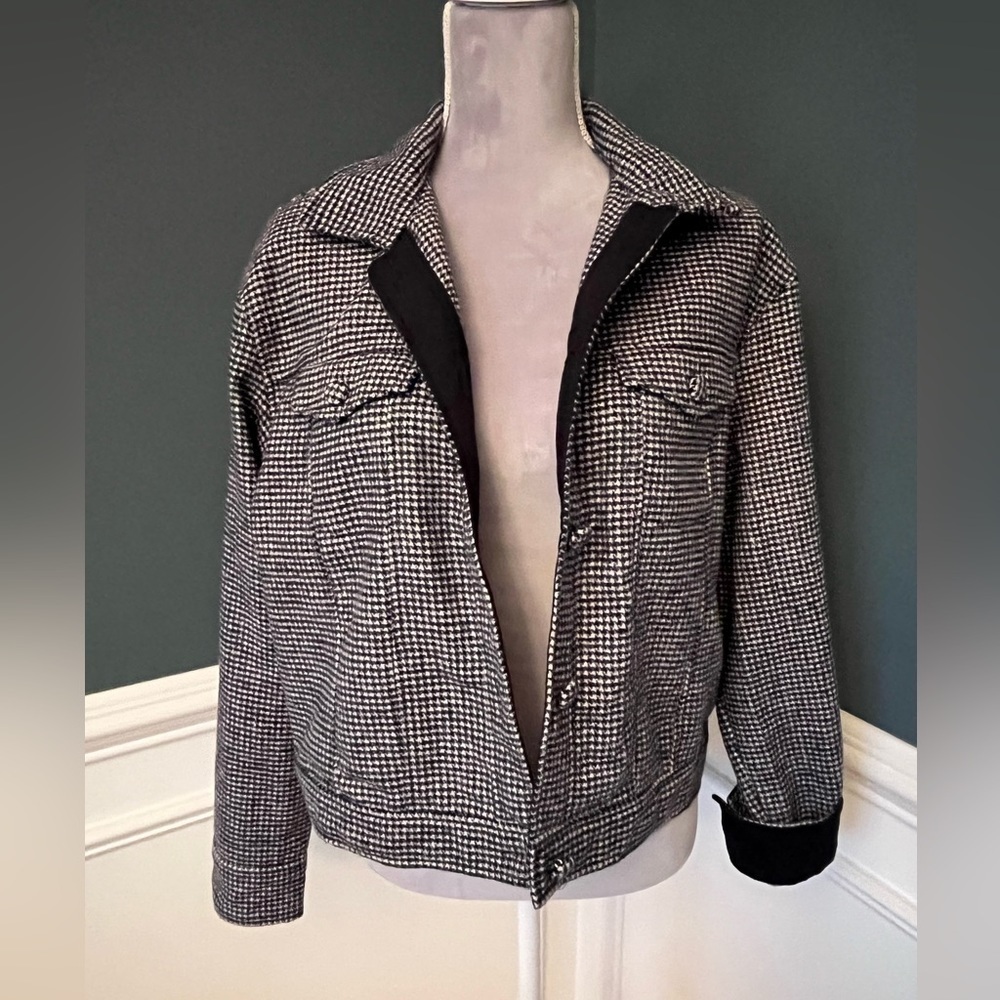 NWT Cupcakes and cashmere wool blend houndstooth cropped jacket coat -LG